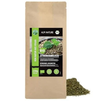 Abbildung von Bio Zitronenmelisse getrocknet (250g), Melissentee, Zitronenmelissentee aus kontrolliert biologischem Anbau, Melisse laborgeprüft, 100% rein und naturbelassen