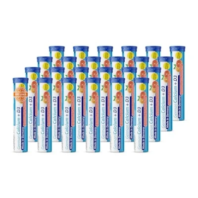 Abbildung von Calcium + Vitamin D3 Brausetabletten 24x20 Stk. Orangen Grapefruit Geschmack 500 mg Kalzium, 2,5 μg T&amp;D Pharma German Made in Germany
