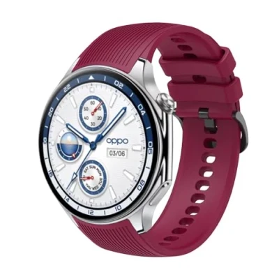Abbildung von GIOPUEY Armband Kompatibel mit OnePlus Watch 2/2R, Weiches Silikon [Verschleißfest] [Atmungsaktiv] Ersatzarmband red