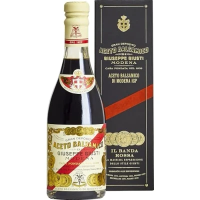Abbildung von Giuseppe Giusti Il Banda Rossa Aceto Balsamico di Modena IGP Balsamessig 5 Goldmedaillen Traditionsflasche in Geschenkpackung (1 x 0.25 l)