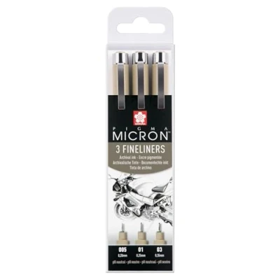 Abbildung von Sakura Pigma MICRON FD Set (Nr. 005, 01, 03), 3 Stifte im Etui, Schwarz