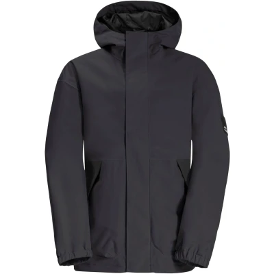 Abbildung von Jack Wolfskin Unisex Regenjacke / wasserabweisende Jacke für Kinder, Größe: 152, Granite black