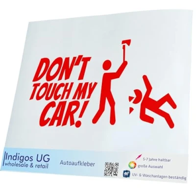 Abbildung von INDIGOS UG Aufkleber Autoaufkleber JDM Die cut Dont Touch my Car 190x100mm rot Heckscheibe Heckscheibenaufkleber Sticker Tuning Boot Auto Laptop LKW