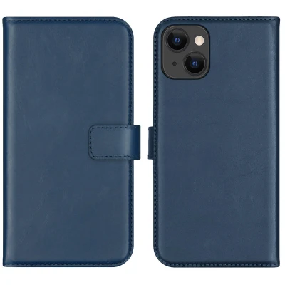 Abbildung von Apple iPhone 13 Hülle Echtleder Selencia Klapphülle Handyhülle Blau