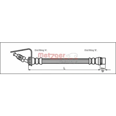 Abbildung von METZGER 4114761 Bremsschläuche 527 M10 x 1 RENAULT: MASTER 2 Pritsche/Fahrgestell, Kasten, Bus, OPEL: Movano A Kastenwagen