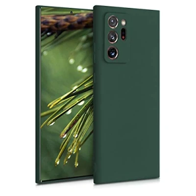 Abbildung von kwmobile Hülle kompatibel mit Samsung Galaxy Note 20 Ultra weiches TPU Silikon Case Cover geeignet für kabelloses Laden Moosgrün