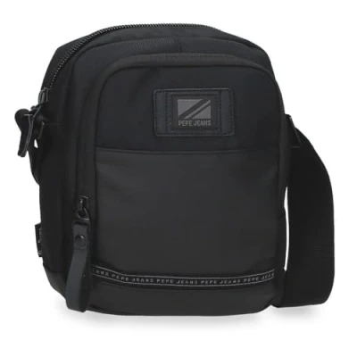 Abbildung von Pepe Jeans Stratford Umhängetasche, mittelgroß, Schwarz, 17 x 22 7,5 cm, Polyester, von Joumma Bags, Talla única, Mittelgroße Umhängetasche