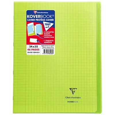 Abbildung von Clairefontaine 984403C Packung mit 10 Heften Koverbook DIN A4+, 24x32cm, 24 Blatt Französische Lineatur, 90g, Einband PP, Grün, 1 Pack