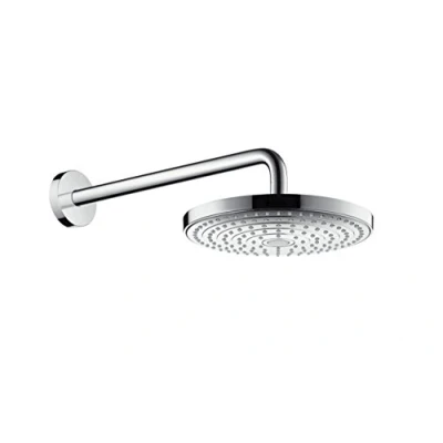 Abbildung von hansgrohe Regenduschkopf &quot;Raindance Select S&quot;, (Kopfbrause, Brausearm), 24cm, 2 Strahlarten wassersparend 9 l/min mit Brausearm, chrom