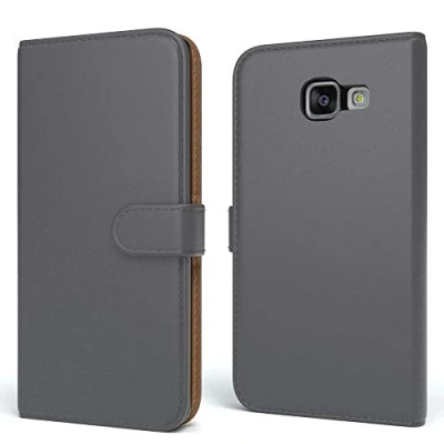 Abbildung von EAZY CASE Tasche kompatibel mit Samsung Galaxy A3 (2016) Schutzhülle Standfunktion Klapphülle Bookstyle, Handytasche Handyhülle Magnetverschluss und Kartenfach, Kunstleder, Anthrazit