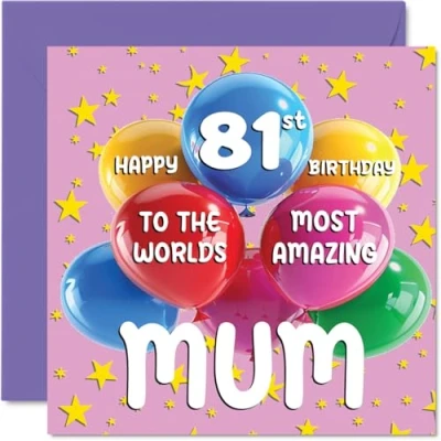 Abbildung von Geburtstagskarte zum 81. Geburtstag der Mutter World&#039;s Most Amazing Mum Happy 81st Birthday Card for from Daughter Son, 145 mm x mm, Alter 81, 81 Grußkarten für Mutter,