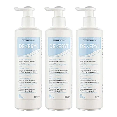 Abbildung von Dexeryl Creme 3x 500g: Pflege und Schutz für trockene Haut insbesondere bei verschiedenen Hauterkrankungen wie Neurodermitis. Parfümfrei ohne Parabene