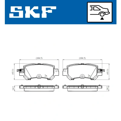 Abbildung von SKF VKBP 90418 A Bremsbelagsatz mit akustischer Verschleißwarnung