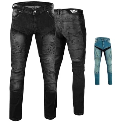 Abbildung von BULLDT Herren Motorradjeans Motorradhose Denim Jeans Hose mit Protektoren, Jeansgröße:W42 / L32, Farbe:Schwarz