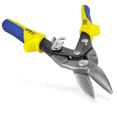 Abbildung von S&amp;R Blechschere Aviation Serie, gerade, 250 mm, hochfester gehärteter CrMo Stahl, Metallschere ideal für Karosserieherstellung, Trockenbau, Blechbearbeitung, Durchlaufblechschere mit Hebelwirkung