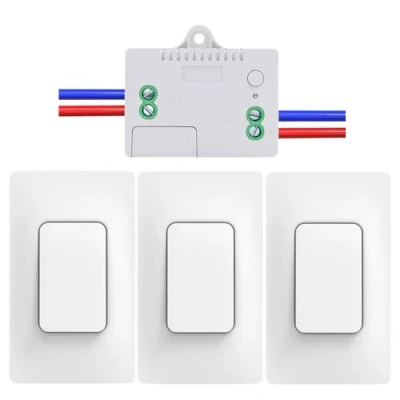 Abbildung von Cerhot US funk lichtschalter set outdoor funkschalter 230v lichttaster wandschalter fernbedienung batterielos kabellose funktaster für lichter (US 1Gang 3V1 A)