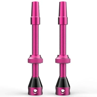Abbildung von Shredr. Tubeless Ventile Set Presta Für Schlauchlos Reifen Superleichtes Alu, bunt eloxiert, französisches Ventil Normale Felgen (pink, 60mm)