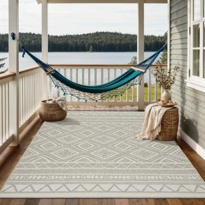 Abbildung von Outdoorteppich Calgary robuster Outdoor Teppich, auch für Küche oder Esszimmer, the carpet, Rechteck, Boho Style, Außenbereich, Vintage Optik