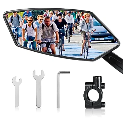 Abbildung von Coicer Fahrradspiegel Für E Bike Links Hd 360 Drehbar &amp; Klappbar Lenker Fahrrad Rückspiegel Spiegel Ebike Zubehör Extra Große Spiegelfläche Schlagfestes Echtglas Mirror Accessories