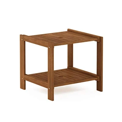 Abbildung von Furinno Tioman Outdoor Beistelltisch mit Schirmloch, Natur, 45.72 x 57.15 100.33 cm
