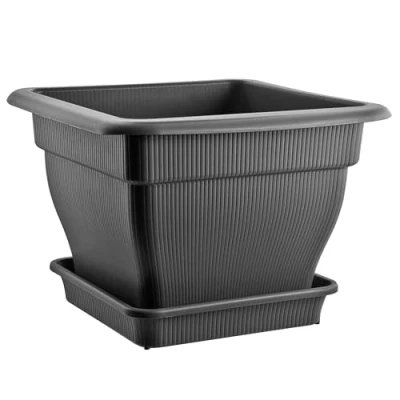 Abbildung von BURI Pflanzkübel XXL 60x60 Blumentopf Wasserspeicher Blumenkübel grau 70 L