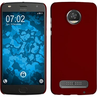 Abbildung von PhoneNatic case kompatibel mit Lenovo Moto Z2 Play Hülle rot gummiert Hard + 2 Schutzfolien