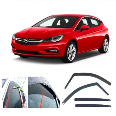 Abbildung von 4X Windabweiser kompatibel mit Opel Astra K 2015 heute 5 Türer Schrägheck dunkel getöntes Premium Qualität Acrylglas