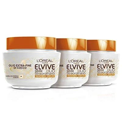 Abbildung von L &#039;Oréal Paris Elvive Pflege Maske mit feinem Kokosöl für normales bis Würfel, 300 ml