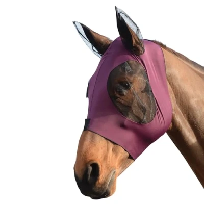 Abbildung von Weatherbeeta Fliegenmaske Stretch Bug Eye Saver mit Ohren Purpur/Schwarz Pony
