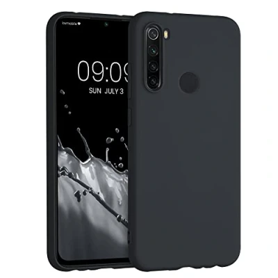 Abbildung von kwmobile Hülle kompatibel mit Xiaomi Redmi Note 8 (2019/2021) weiches TPU Silikon Case Cover geeignet für kabelloses Laden Heidelbeerblau