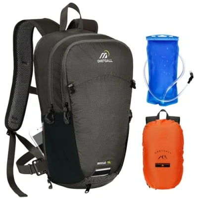Abbildung von ONETOALL Fahrradrucksack 15L/20L Wasserdicht, Wanderrucksack mit Helmnetz und Regenschutz, Tagesrucksack Abnehmbarem Bauchgürtel zum Radfahren Wandern Tagestour Sport Alltag