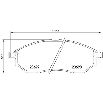 Abbildung von BREMBO P 56 094 Bremsbelagsatz mit akustischer Verschleißwarnung ohne Zubehör NISSAN: Pathfinder 3, Qashqai / Qashqai+2 I, NP300 Navara Pickup