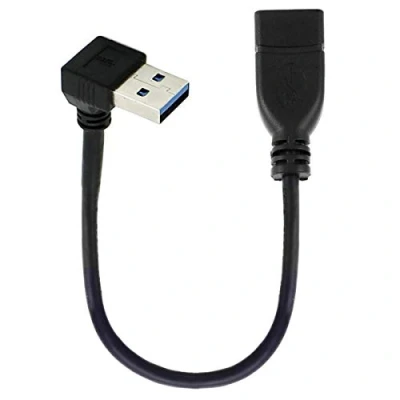 Abbildung von Cablecc USB 3.0 Typ A Stecker auf Buchse Verlängerungskabel 20 cm 5 Gbps 90 Grad (nach oben abgewinkelt)