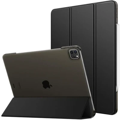 Abbildung von MoKo Schlank Smart Transluzent Matt Hart PC Rückseite, Unterstützt Touch ID &amp; Pencil Pro/2./USB C, für iPad Air 13 Zoll Hülle 2024/iPad Pro 12,9 (6./5. Generation, 2022/2021), Schwarz