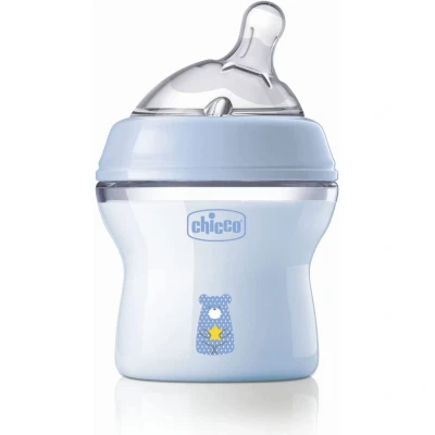 Abbildung von Chicco Natural Feeling Anti Kolik Babyflasche für 0+ Monate, 150 ml, mit Weichem Silikonsauger und Doppelventil, Natürliches Instinktives Gefühl beim Saugen, Kunststoffflasche