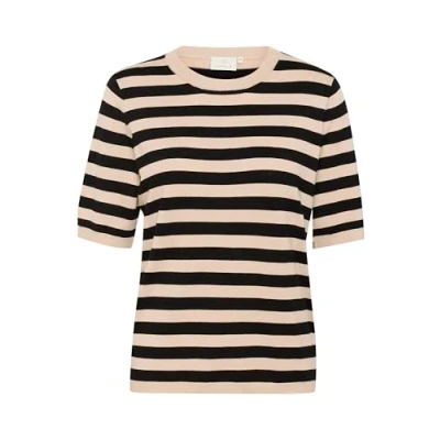 Abbildung von Kaffe Lizza Striped Tshirt print, Damen, Größe: 40, Smoke gray black deep stripe