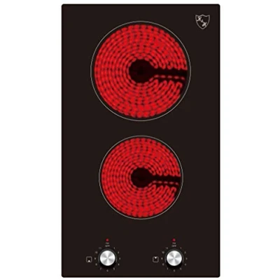 Abbildung von K&amp;H Elektro Kochfeld K&amp;H® Domino 2 Zonen Glaskeramikkochfeld 30cm Knebel Steuerung Autark Eigebaut CK 3002K, Einbaufähig oder freistellbar