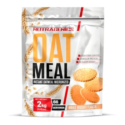 Abbildung von NUTRAGENICS Instant Oatmeal 2 kg Oats Hafermehl Mikronisiert Reich an Ballaststoffen Ohne Zuckerzusatz Quelle für Proteine und Kohlenhydrate (2 kg, Marie Keks)