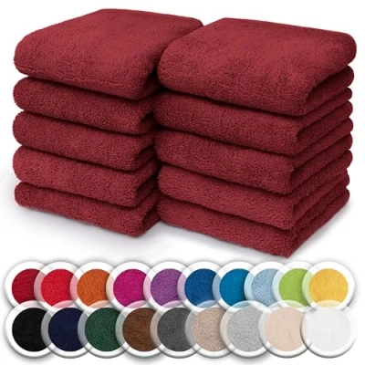 Abbildung von NatureMark Seiftuch Frottier Seiftücher 10er Pack 30x30cm, 100% Baumwolle, (10 St), Waschlappen Seiflappen 30 x cm, Bordeaux rot
