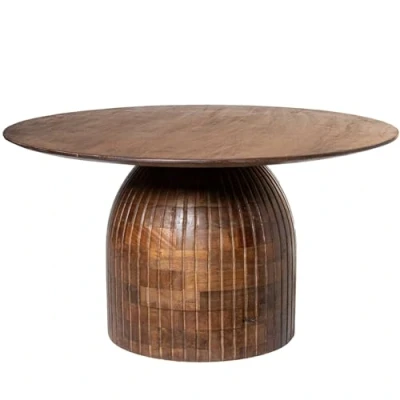 Abbildung von DRW Runder Couchtisch aus Holz, Walnuss, 80 x 43 cm, walnussbraun, 80x80x43 cm