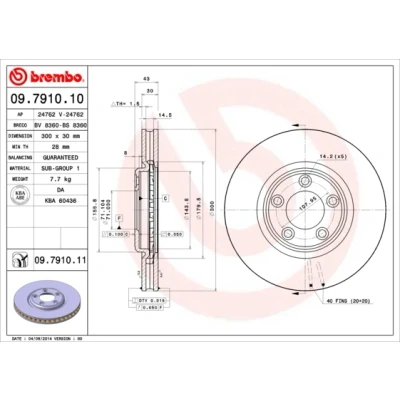 Abbildung von BREMBO COATED DISC LINE 09.7910.11 Bremsscheibe 300 30 5 innenbelüftet beschichtet JAGUAR: S Type