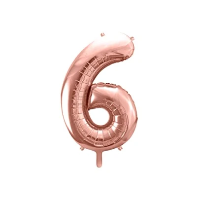 Abbildung von PartyDeco Helium Luftballon Geburtstag Deko Folienballon Zahl 6 Rose Gold 86 cm