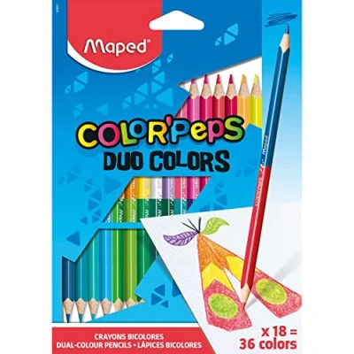 Abbildung von Maped ergonomische Zwei Farb Buntstifte, Farbstifte COLOR&#039;PEPS DUO 18x Stifte = 36 Farben, M829601