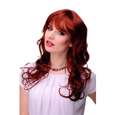Abbildung von WIG ME UP Damen Perücke wellig lockig Pony Scheitel Rot Kupferrot ca. 55cm 9669 350