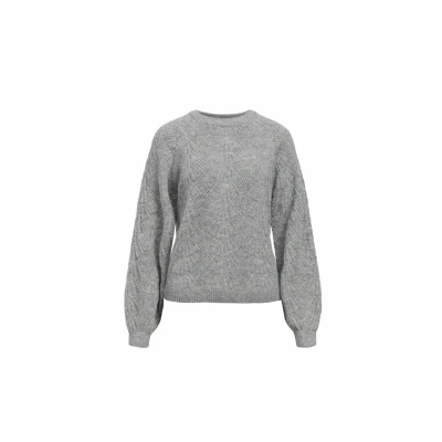 Abbildung von Object Flora RE Strickpullover, Damen, Größe: XS, Medium grey melange