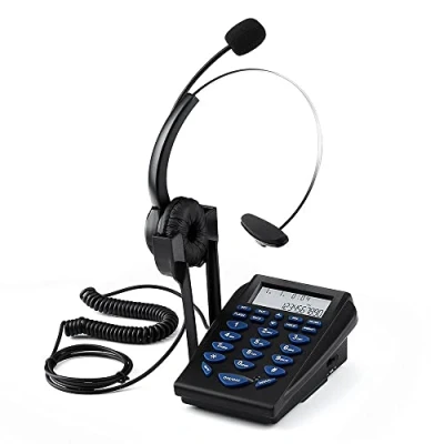 Abbildung von Schnurgebundenes Headset Telefon, Bewinner Business Office Telefonkreissatz mit Call Center Verkehrstelefon Noise Cancelling