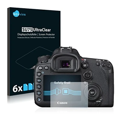 Abbildung von Savvies 6 Stück Schutzfolie für Canon EOS 7D Mark II Displayschutz Folie Ultra Transparent