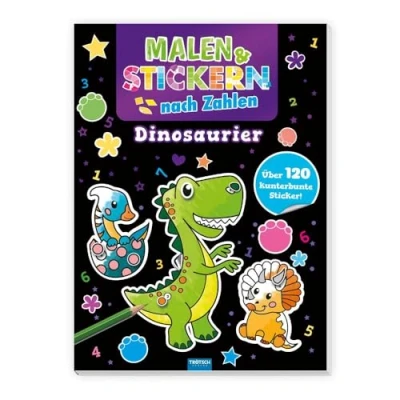 Abbildung von Trötsch Beschäftigungsbuch Malbuch Malen und Stickern nach Zahlen Dinosaurier: Ausmalbuch Stickerbuch