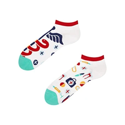 Abbildung von Dedoles Sneaker Socken Low Cut Füßlinge Unisex Damen Herren Baumwolle lustiges Design Geschenk links rechts verschieden, Farbe Mehrfarbig, Motiv Gesundheit Knöchelsocken, Gr. 39 42