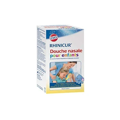Abbildung von EMS Rhinicur Neusdouche kind mit 4 zakjes Nasenbrause für Kinder ab 3 Jahren, farbenfrohes Fisch Design, Silikon